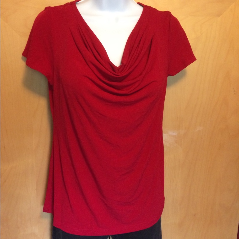 Red cowl neck top machine washable